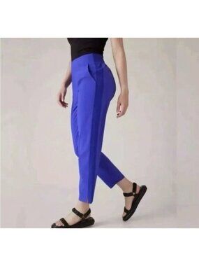 Athleta Brooklyn Ankle Stretch Pants Blue Cobalt Elastic Waist